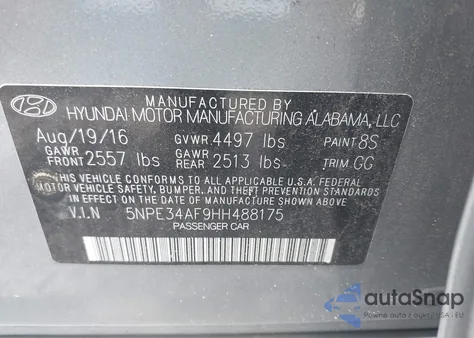 2017 Hyundai Sonata Sport from USA, damaged, VIN 5NPE34AF9HH488175